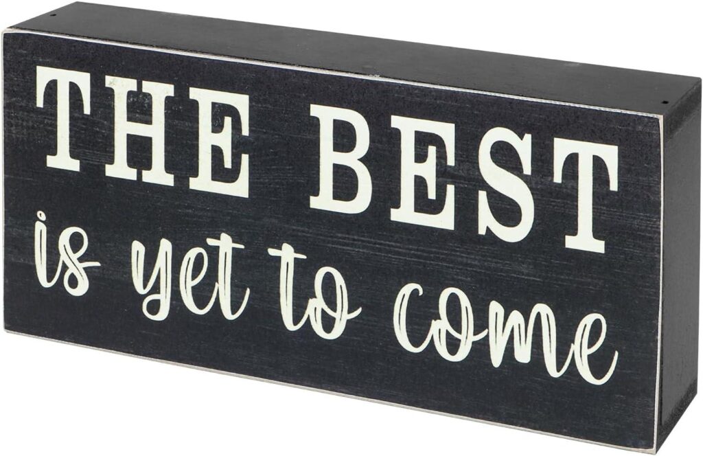 Best Office Decor – Esur Home Office Desk Decor for Women – Inspirational Farmhouse Cubicle Shelf Accessories Wooden Box Sign – The Best Is Yet To Come Review