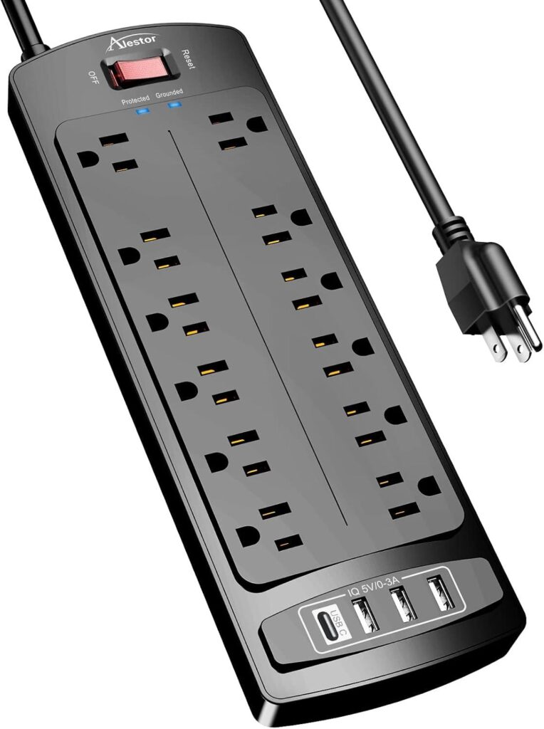 Best Electronics – Power Strip, ALESTOR Surge Protector with 12 Outlets and 4 USB Ports, 6 Feet Extension Cord Review