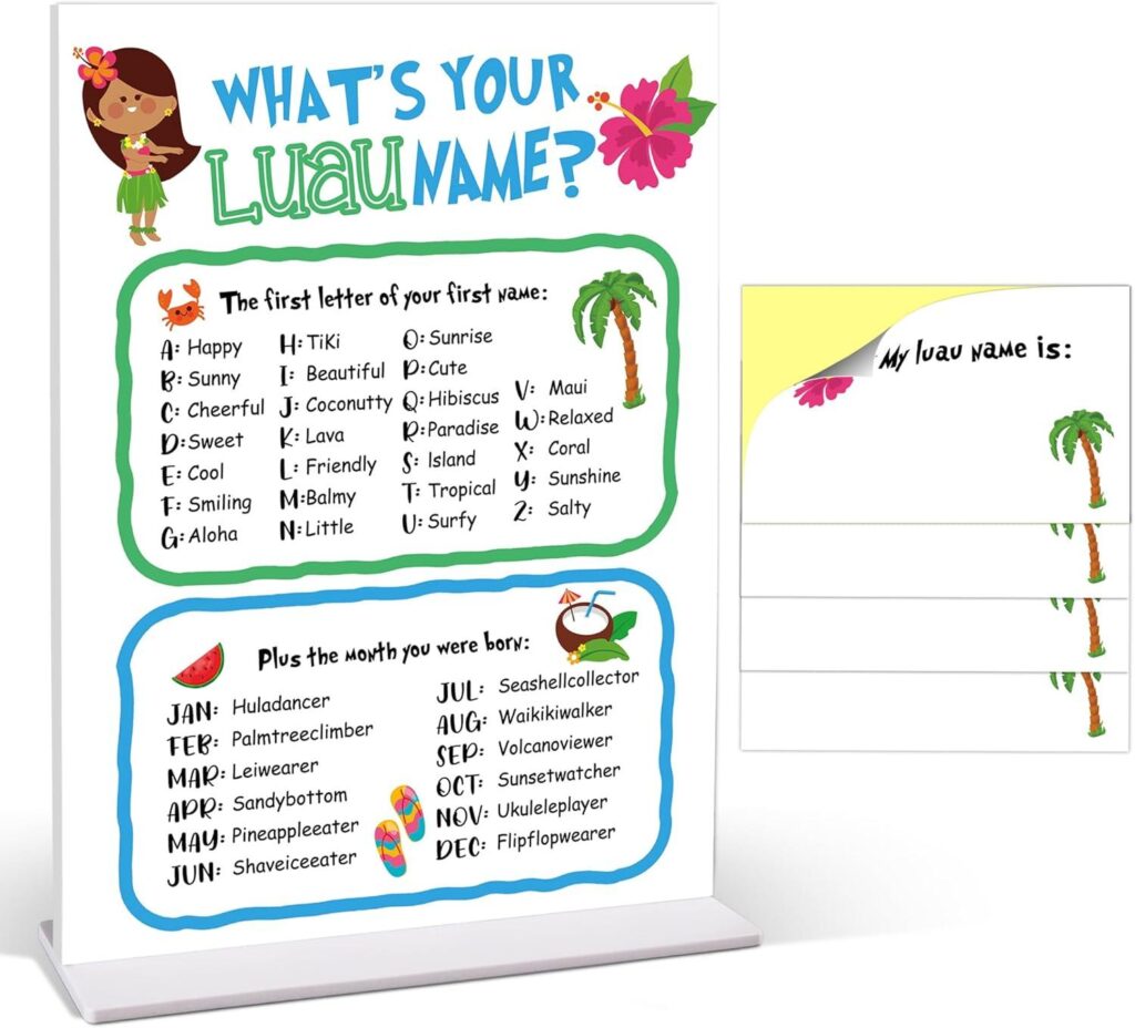 Best Luau Decor – What is Your Luau Name Game? 30 Stickers Review